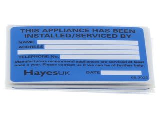 HAYES 663022 INSTALLED/ SERVICE LABELS (PACK OF 10)