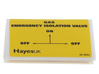 HAYES 663053 GAS EMERGENCY ISOLATION VALVE LABELS (10 PACK)