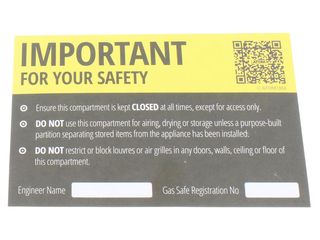 ATOM COMPARTMENT / VENT IMPORTANT FOR YOUR SAFETY LABEL PACK OF 10