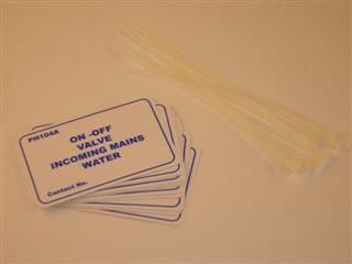 INCOMING MAINS WATER VINYL TAGS PACK OF 10