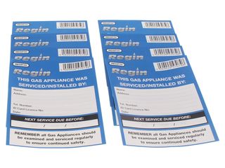 Regin Gas Appliance Serviced Sticker - Pack of 8