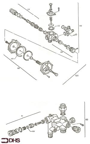 Exploded Diagram for 3-WAY VALVE ASSY - MAINS MANIF