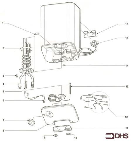 Exploded Diagram for ELECTRIC WATER HEATER COMPLETE