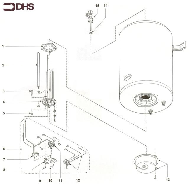 Exploded Diagram for ELECTRIC WATER HEATER GEYSER