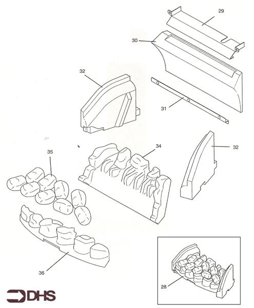 Exploded Diagram for COAL BED & BACK PANEL