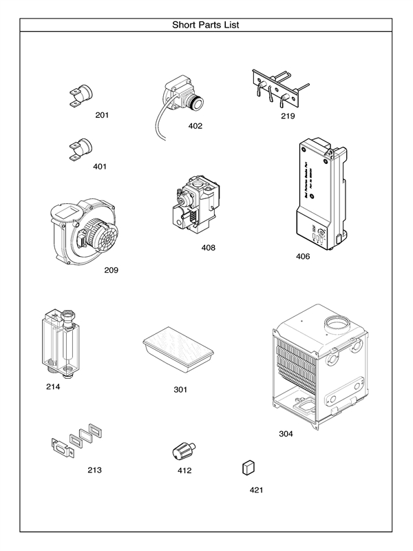Exploded Diagram for SHORT PARTS LIST