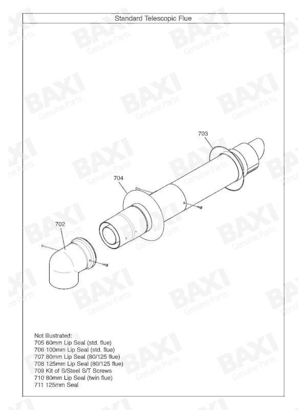 Exploded Diagram for STANDARD TELESCOPIC FLUE