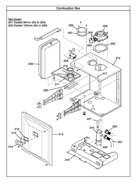 Exploded Diagram for COMBUSTION BOX
