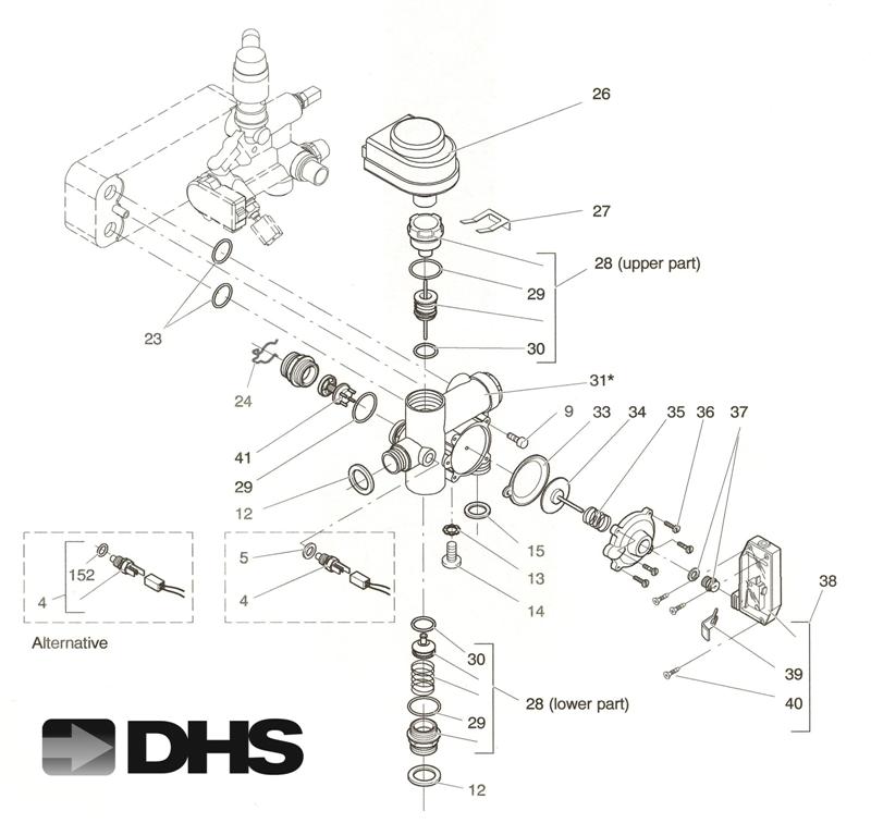 Exploded Diagram for CH FLOW ASSY & 3 WAY DIVERTER