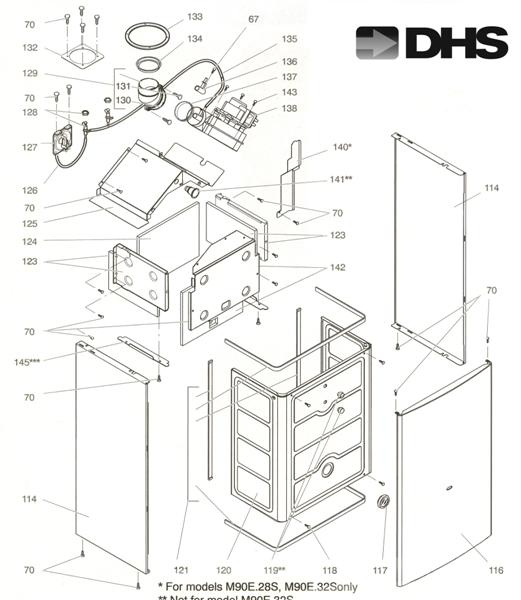 Exploded Diagram for FAN, COMBUSTION CHAMBER & CASE