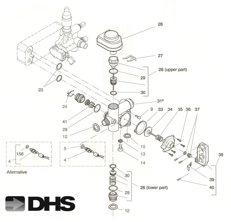 Exploded Diagram for C H FLOW ASSY & 3 WAY DIVERTER