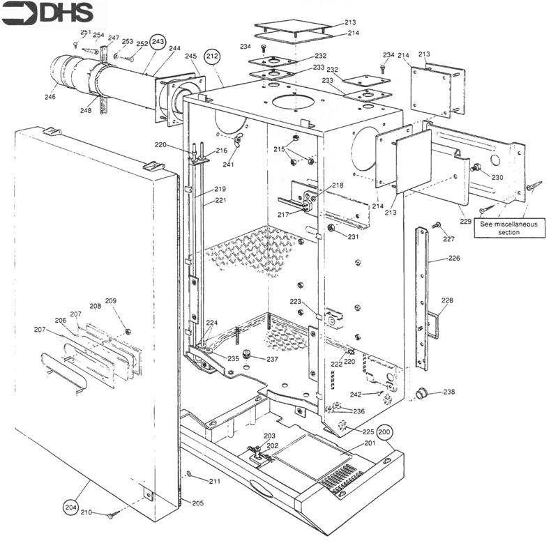 Exploded Diagram for CONTROL COVER/DOOR/CASING/FLUE