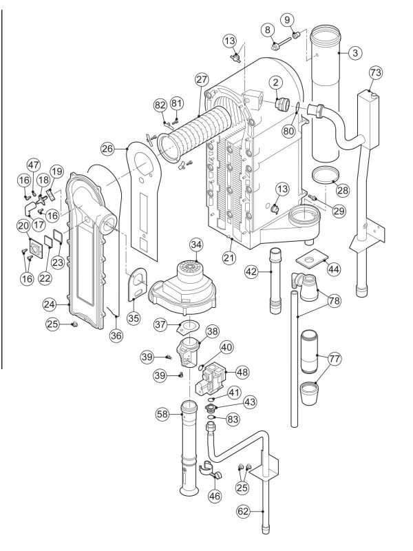 Exploded Diagram for BOILER BODY ASSEMBLY