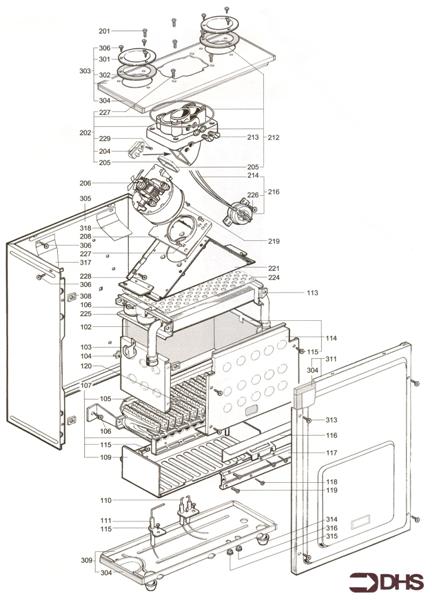 Exploded Diagram for BURNER - FAN ASSY - SEALED CAS