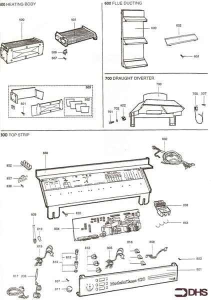 Exploded Diagram for HEATING BODY-FLUE DUCT-DRAUGHT