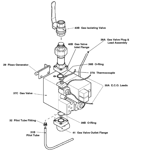 Exploded Diagram for GAS TRAIN ASSEMBLY NAT GAS