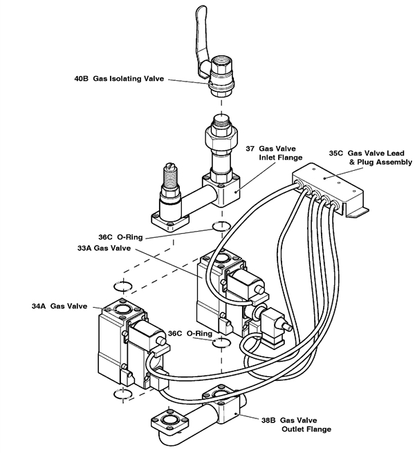 Exploded Diagram for GAS TRAIN ASSEMBLY NAT GAS