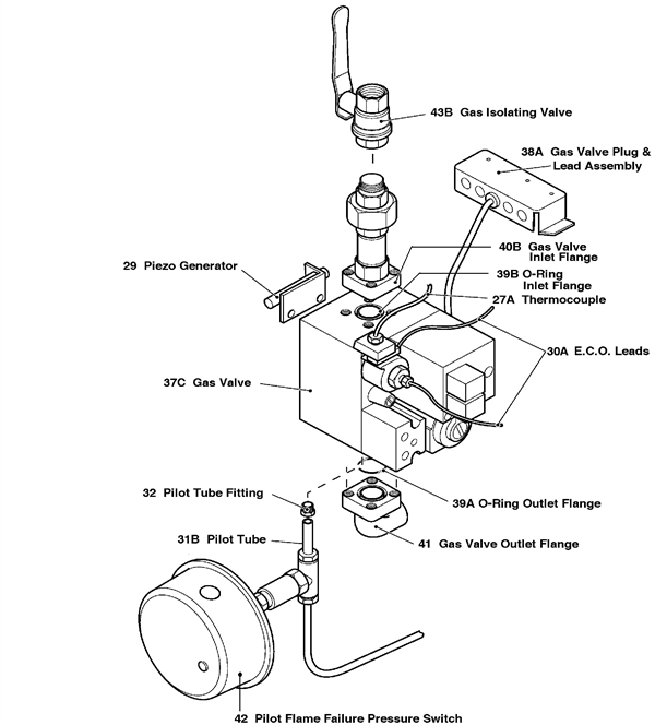 Exploded Diagram for GAS TRAIN ASSEMBLY NAT GAS FFD