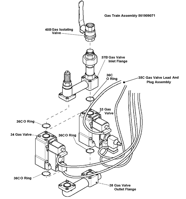 Exploded Diagram for GAS TRAIN ASSEMBLY NAT GAS