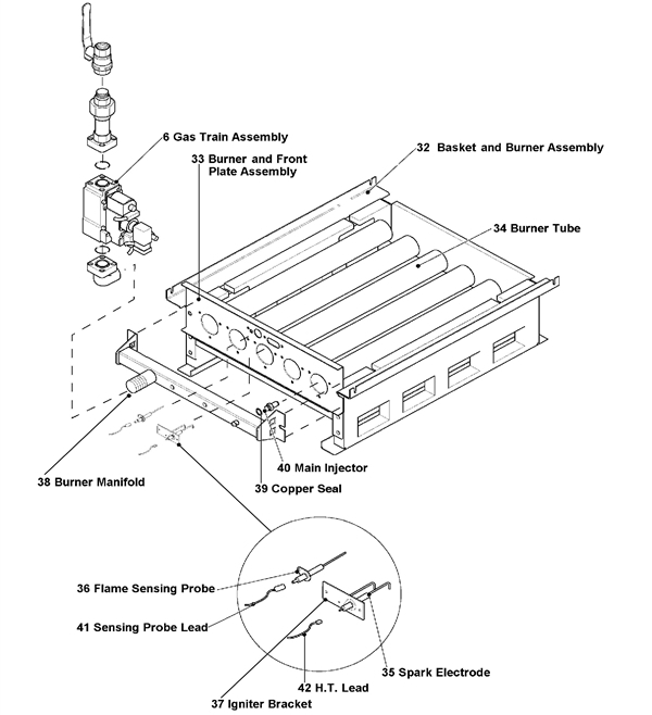 Exploded Diagram for BURNER AND BASKET ASSEMBLY