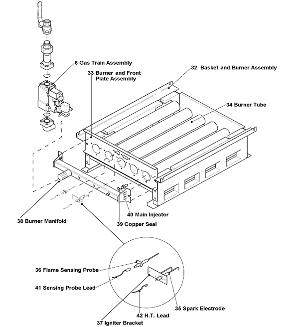 Exploded Diagram for BURNER AND BASKET ASSEMBLY