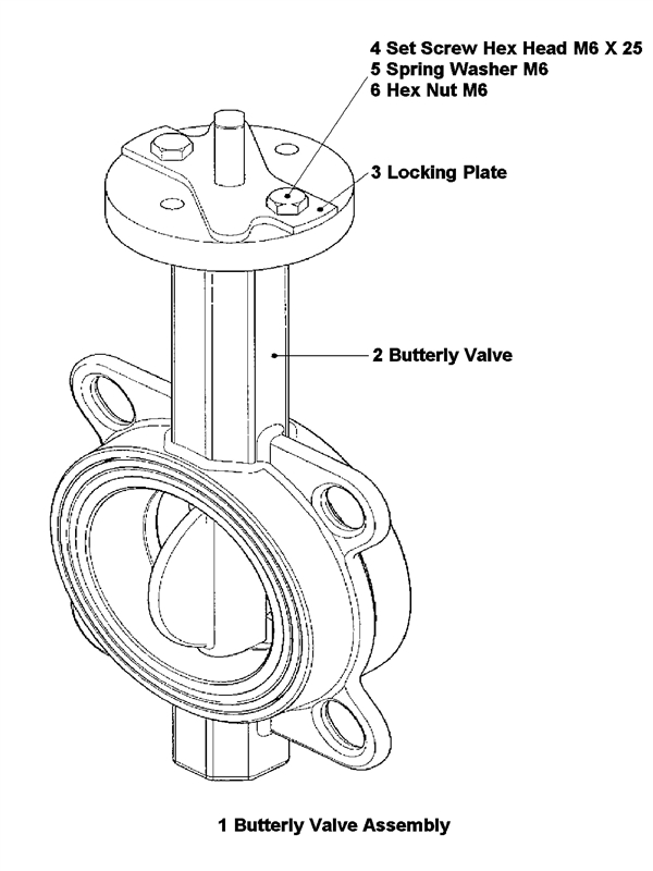 Exploded Diagram for BUTTERFLY VALVE ASSEMBLY