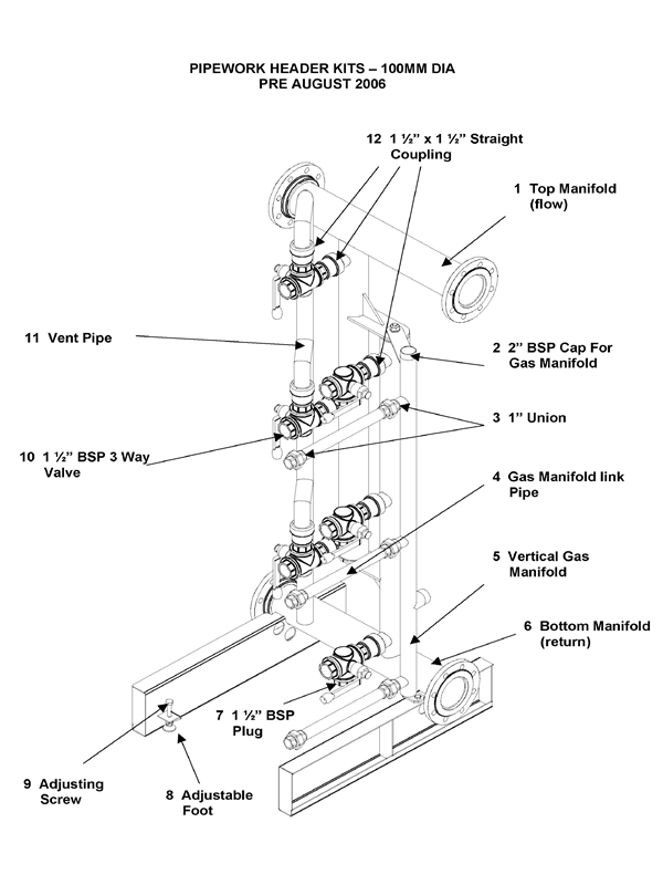 Exploded Diagram for PIPEWORK HEADER KITS 100MM PRE