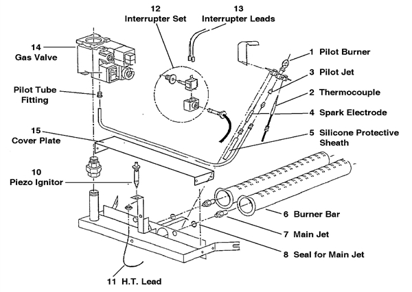 Exploded Diagram for PERMANENT PILOT BURNER ASSEMBL