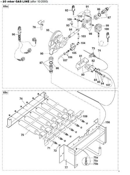 Exploded Diagram for GAS LINE POST OCT 2000