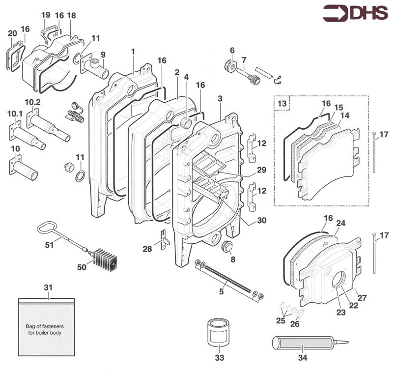 Exploded Diagram for BOILER BODY & ACCESSORIES