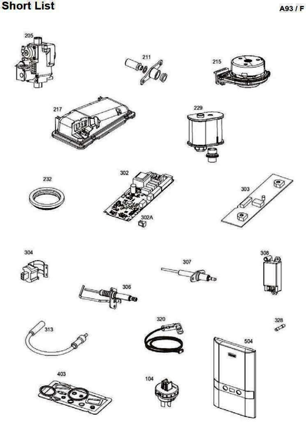 Exploded Diagram for SHORT PARTS LIST