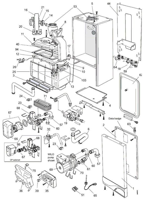 Exploded Diagram for BOILER ASSEMBLY B4 XF