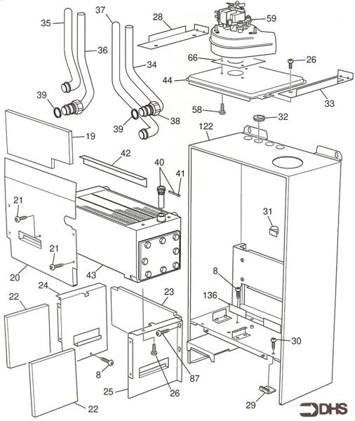 Exploded Diagram for COMBUSTION BOX / HEAT XCR. ASS