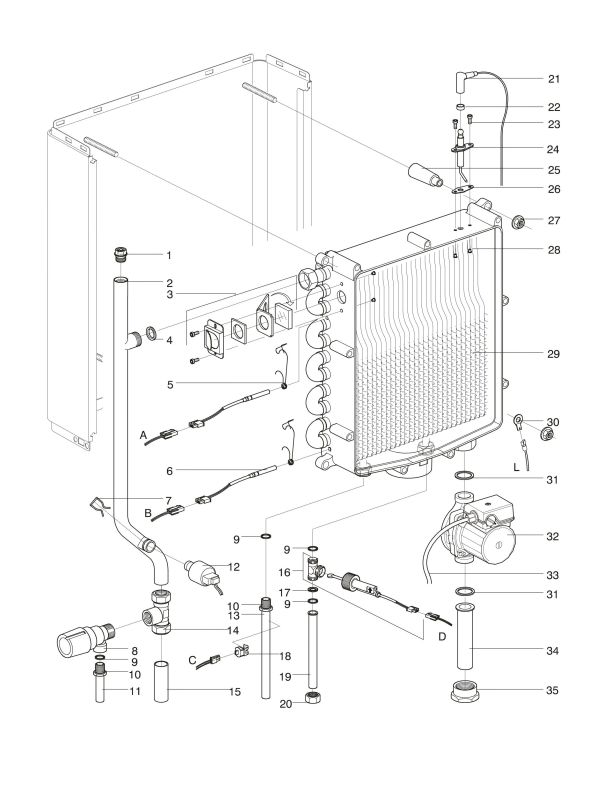 Exploded Diagram for HEAT EXCHANGER