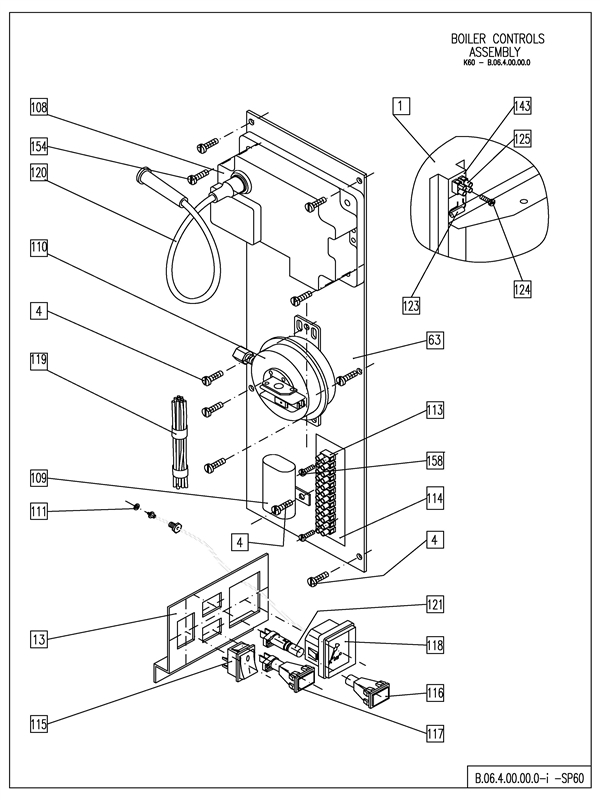 Exploded Diagram for BOILER CONTROLS ASSY