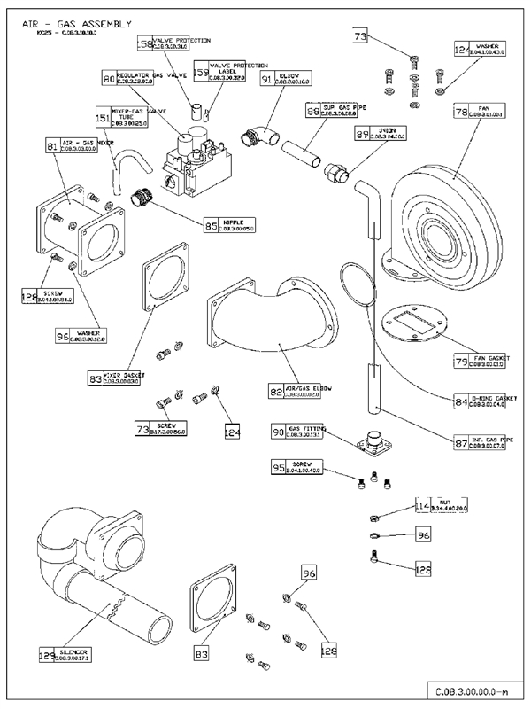 Exploded Diagram for AIR GAS ASSY