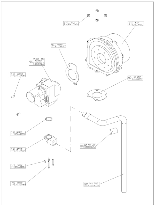Exploded Diagram for AIR - GAS ASSY