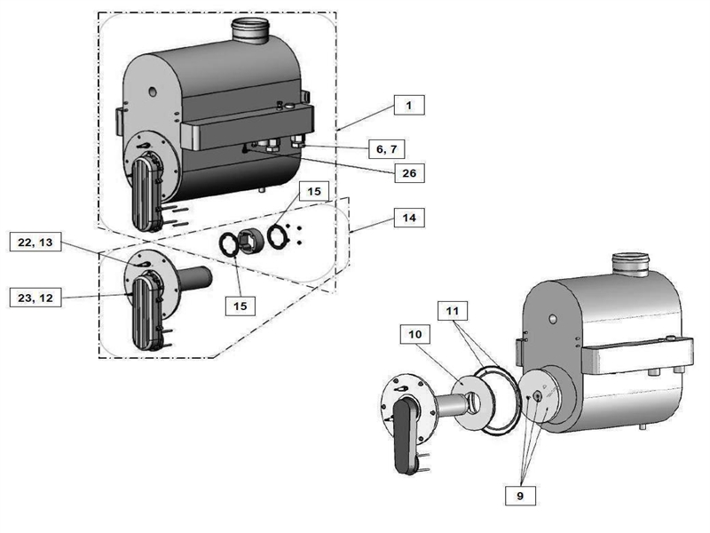 Exploded Diagram for BURNER/HEAT EXCHANGER