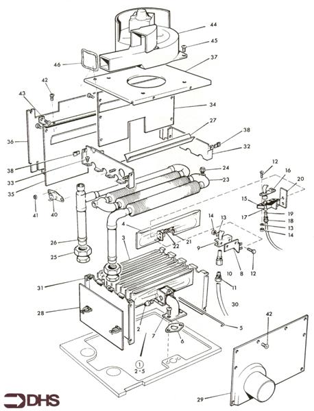 Exploded Diagram for COMB CHAMBER AND HEAT EXCH