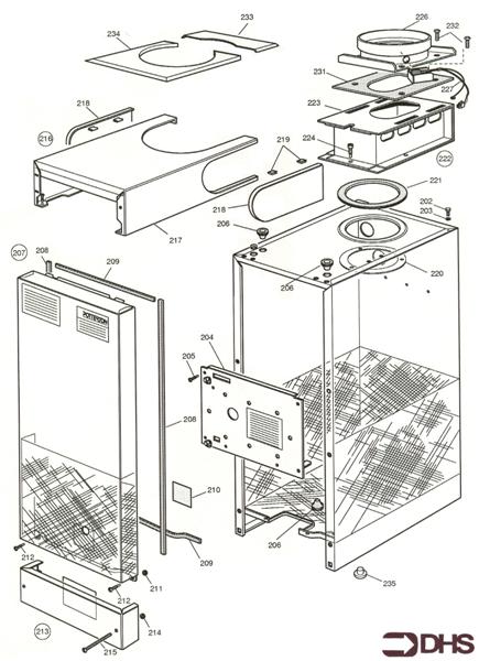 Exploded Diagram for CASING AND FLUE ASSY