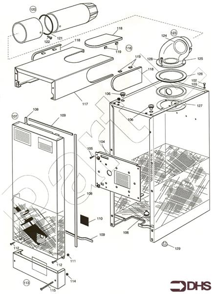 Exploded Diagram for CASING AND FLUE ASSY