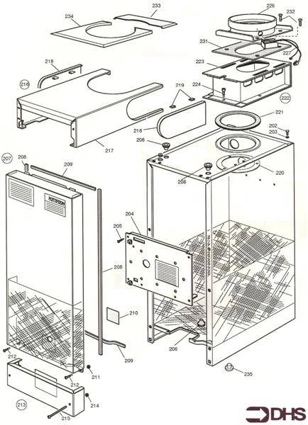 Exploded Diagram for CASING AND FLUE ASSY