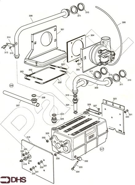 Exploded Diagram for HEAT EXCH AND FLUEHOOD ASSY