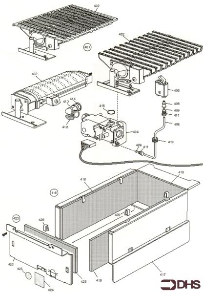BURNER, COMB CHAMBER AND GAS A logo
