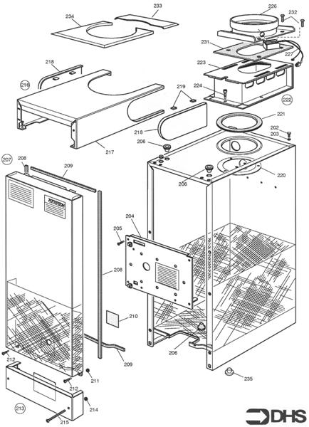 Exploded Diagram for CASING AND FLUE ASSY