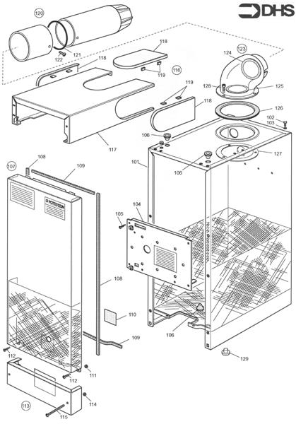 Exploded Diagram for CASING AND FLUE ASSY - RS