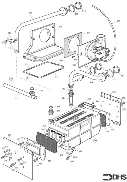 Exploded Diagram for HEAT EXCH AND FLUEHOOD ASSY