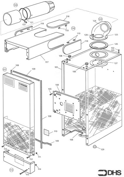 Exploded Diagram for CASING AND FLUE ASSY - RS