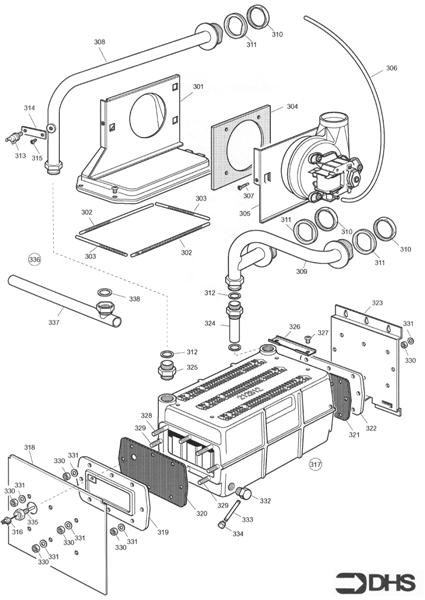 Exploded Diagram for HEAT EXCH AND FLUEHOOD ASSY