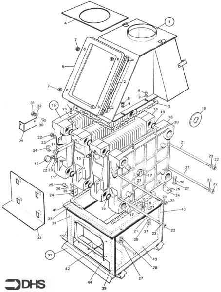 Exploded Diagram for HEAT EXCH. COMB. CHAMBER AND F